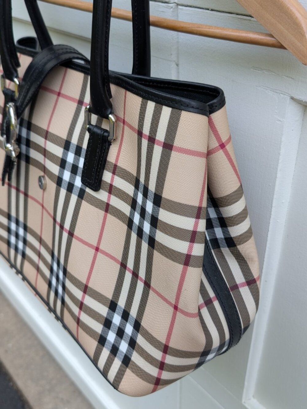 Burberry Nova Check Canvas & Black Leather Buckle Handbag (Established 1856) - Picture 10 of 13